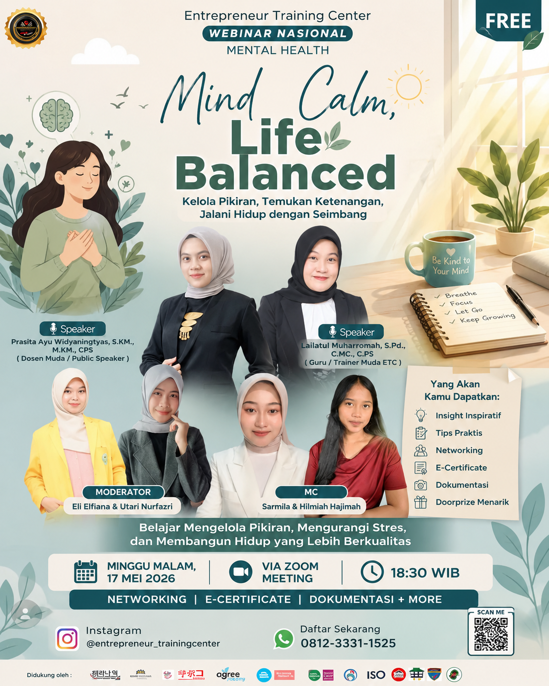 Entrepreneur Training Center Gelar Webinar Nasional Mental Health Bahas Overthinking dan Burnout